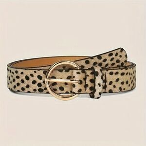 Naked Hanger Leopard Print Faux Leather Calf Hair Belt, size 1X